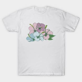 Blue and purple hibiscus flowers T-Shirt